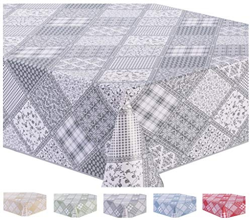 Home Direct Wachstuch Tischdecke Abwaschbar Eckig 140 x 240 cm Hellgrau