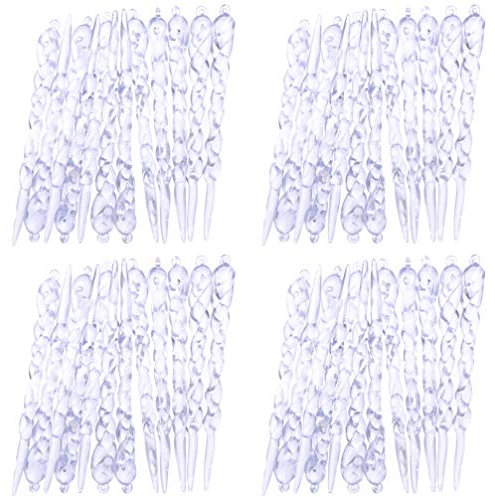 TOYANDONA 48pcs Icicle Hanging Ornament Christmas Tree Hanging Decoration Clear Plastic Drop Ornaments for Christmas Holiday Tree or Wedding Decoration