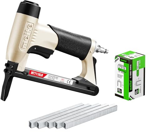 meite MT7116LN Air Staple Gun, Long Nose Pneumatic Upholstery Stapler, 22GA / Type 71 Lightweight Upholstery Air Stapler for DIY, Decoration, Funiture and Woodworking