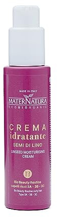 Maternatura, Feuchtigkeitsspendende Lockencreme mit Leinsamen, Styling, um Locken zu definieren, Anti-Frizz-Effekt, Bio Beauty Routine für lockiges Haar, Made in Italy - 100 ml