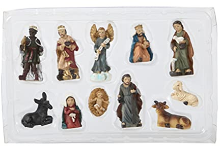 11pcs Nativity Scene Birth Jesus Christ Nativity Figurines Xmas Crib Figures Jesus Nativity Scene Manger Church Resin Statue Renaissance Collect Ornament Catholic Gift