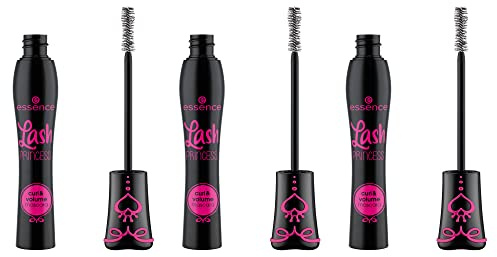 essence Lash PRINCESS curl & volume mascara, Schwarz, volumengebend, schwunggebend, sofortiges Ergebnis, intensiv, vegan, ohne Mikroplastikpartikel, Nanopartikel frei, ohne Parfüm, 3er Pack (3x12ml)