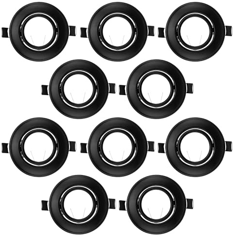Swivel Spot Light Fixture Halogen LED MR16 Flush Mounting Bracket Bulb Holder MR16 Bathroom Under Cabinet Counter Housing Recessed Lighting GU5.3 Socket Wiring Dimmable (Matte Black) Pack of 10