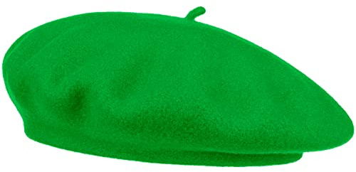 Van Der Rich ® – basker (100 % ull) fransk enfärgad – dam, anis, one size