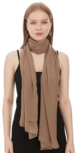 Chiffong Sjal Scarf För Dam – Lätt Och Tunn Halsduk Mode Sjalar för Kvinnor - Chiffon Vårsjal - Elegant Sommarsjal För Damer - Chiffongsjal Bröllopssjal Balwrap Cocktailsjal (Mörk Taupe)