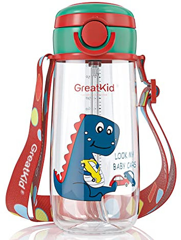 Bunnytoo Wasserflasche Kinder,500ml Trinkflasche Kinder Auslaufsicher,Camping Trinkflasch Tritan Sportflasche Kinder,BPA-freier und recycelbarer Kunststoff–für Schule,Kindergarten, Sportpicknick,Rot