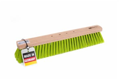 Profi Straßenbesen Neon-Grüne Borsten 4-Loch-System 80cm Besen ohne Stiel | 4-Loch Wechselsystem, Kunststoff-Borsten, Buchenholz, Für Garten Haus und Hof