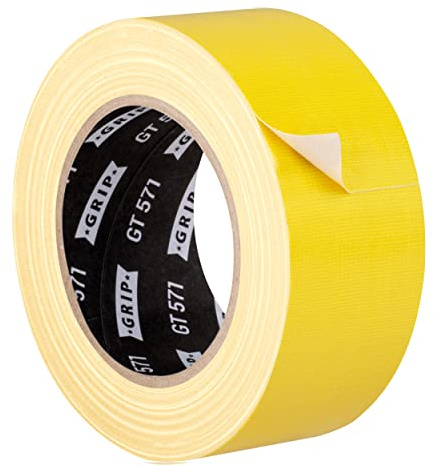 GRIP Eventbasics Gaffa Tape GT 571-50 mm x 25 m - Profi Gewebeband - gelb | Klebeband mit PE-Beschichtung, sehr hohe Klebkraft, gewebeverstärkt, Allround Klebeband zum Basteln, Bündeln & Befestigen
