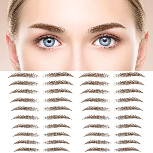 MWOOT 6 Blätter 4D Haarähnliche Augenbrauen Tätowierungen Aufkleber,Wasserdichte Augenbrauen Transfer Aufkleber,Shaping Brow Tattoo Falsche Augenbrauen für Frauen (Braun-02)