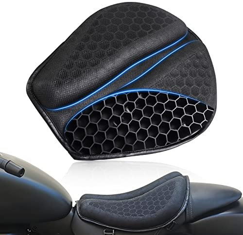 SKYJDM Foldable Motorcycle Gel Seat Cushion, Large 3D Honeycomb Structure Shock Absorption & Breathable Seat Pad for Long Rides (L)
