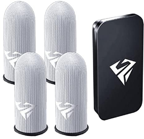 Gaming-Fingerhülsen für mobiles Gaming, 0,25 mm, Glas, Silberfaser, nahtlos, Daumen-Fingerspitzenabdeckung für PUBG/COD/LOL/ROS, 0,25 mm, ultradünn, silberfarbene Faser, nahtlos,