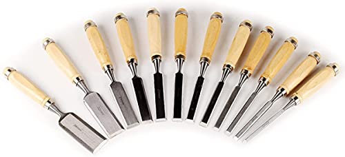 OITTo YUPLGD Wood Carving Tools,12 Pieces Wood Chisels Set - 1/4-Inch (6 mm) to 3/2-Inch (38 mm), Bevel Edge Wood Carving Chisel, Chrome Vanadium Steel