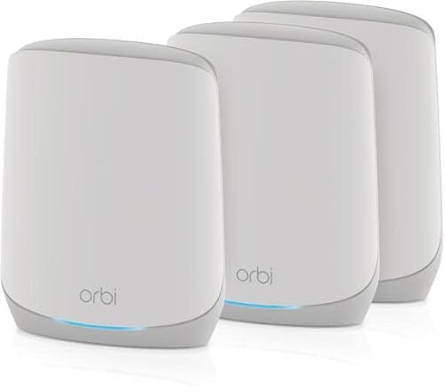 NETGEAR Orbi Tri-Band Wi-Fi 6 Mesh System RBK763S Router with 2 Satellite Extenders (Coverage up to 7,500 sq. ft, 75 Devices, AX5400 Up to 5.4Gbps)