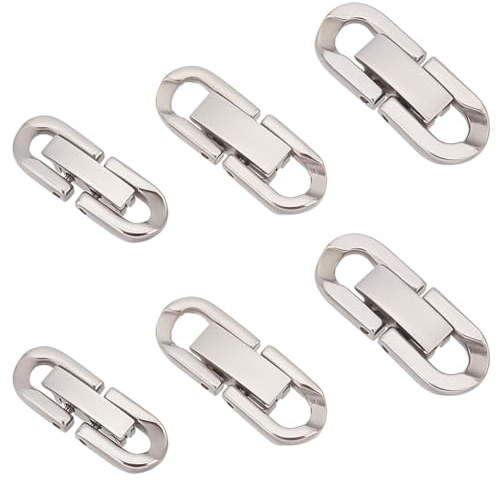 PH PandaHall 6pz 3 Stili Chiusura Pieghevole In Acciaio Inossidabile Estensori per Collana Bracciale Estensione Chiusura Chiusura A Baionetta Estensore per Gioielli Chiusura Estensione Piega Set