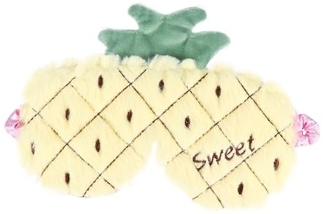 Plüsch Schlaf Augenmaske Ananas 1 Stück Gelb mit Cartoon Motiv | Atmungsaktive Schlafmaske, Elastisches Band, Lichtdicht für Reisen und Büro Zufällige Farbe