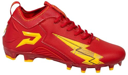 Phenom Elite The Flash Football Cleats – Quantum Speed Lightweight Performance Cleats with Traction, Comfort, and Durability (Medium, 10) Red