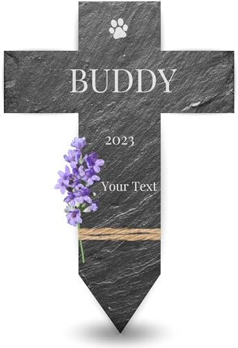 Fineely® Croce per animali con incisione personalizzata, dimensioni: 30 x 20 cm, pietra commemorativa per cani, gatti e altri animali domestici, regalo funerale