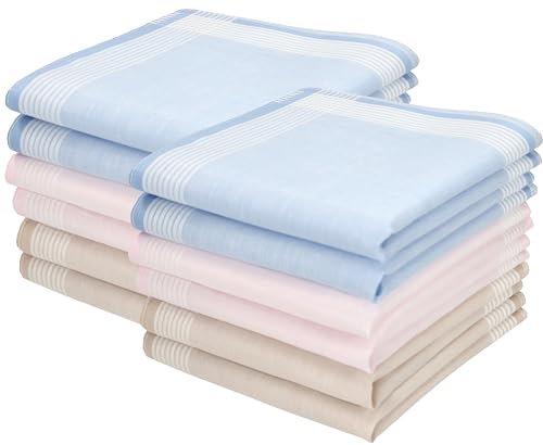 Betz 12 Stück Damen Stoff Taschentücher Set Emma Größe ca. 28x28 cm 100% Baumwolle Dessin 6