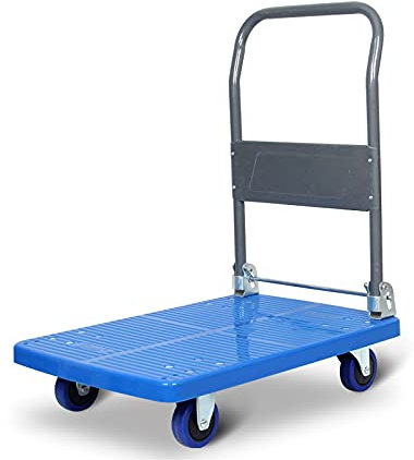 Plattformwagen, Kunststoffdeck, Sackkarre, beweglicher Plattformwagen mit klappbarem Metallgriff, geräuschlose Räder für Büro, Buchhandlung, Hochleistungswagen, Plattformwagen