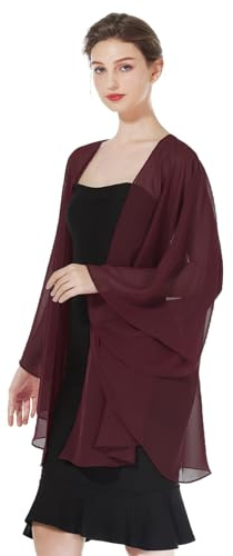 BEAUTELICATE Damen Chiffon Bolero Brautjacke Brautstola mit Armloch für Abendkleid Elegant Cardigan Kimono für Hochzeit Festlich Strand