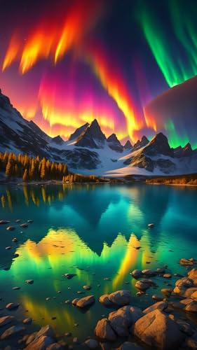 ARTGOTO Diamond Painting Erwachsene 40x70cm Polarlichter Landschaft | 5D Diamant Painting Set Eckige Quadratische Steine Groß XXL, DIY Wandbild mit 2 Werkzeugsets für Wohnzimmer Deko