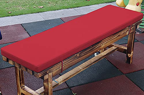 Wasserdichtes Bankkissen für den Außenbereich, 2-, 3-, 4-Sitzer, 100/120/150 cm, Gartenbank, Sitzkissen, rechteckig, Bankmatte für Schaukel, Terrasse, Rot (110 x 35 x 5 cm)