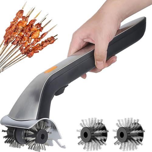 FAcoLL Cepillo eléctrico para Parrilla, Cepillo de Limpieza y raspador de Acero Inoxidable para Parrilla de Barbacoa con depósito de Agua, Cabezales de Cepillo Limpiador Giratorio de 360°