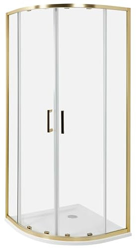 Cabina de ducha vidrio templado puerta doble corredera dorado 80 x 80 x 185 cm Jukatan
