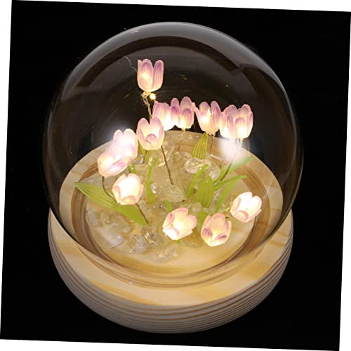 DOITOOL 13pcs DIY Tulip Night Light Kit Purple Flower Lamp Craft Set Window Bag, Creative Warm Night Light for Boys and Girls Bedroom Bedside Decoration