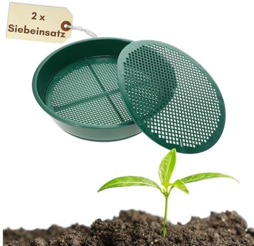 Gartensieb Erde Erdsieb für Garten rund mit 2 Siebeinsätzen fein Rüttelsieb Sandsieb Sieb Garten 4 und 6 mm Ø 38 cm