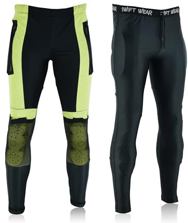 Swift Wear Motrorbike Armoured Kevlar Lined Leggings Motorcycle Safety Anti Slash Unisex Trousers Men's Ladies Underpants with Removable CE Approved Armours (UK, Alpha, L, Regular, Regular, Black)