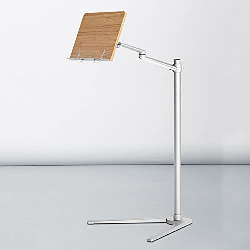 YUBEIER Bodenständer, Küchen-Buchhalter, 360° drehbarer Buchständer mit Aluminiumarm zum Lesen im Bett, höhenverstellbarer aufrechter Buchständer mit Seitenklammern für Bücher, Zeitschriften