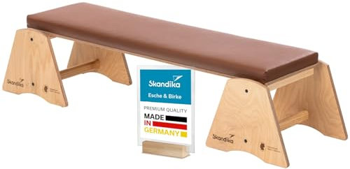Skandika Banc de musculation Vira | Banc inclinable en bois massif, fabriqué en Allemagne, à accrocher à l'espalier, 148 x 42 cm, max 120 kg | Appareil musculation abdominaux Fitness Sport (Naturel)