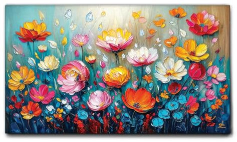 Giallobus - Quadro - 33 - Magia di fiori - Tela Canvas Telaio Standard - 100x60 - Pronto da appendere - Quadri moderni per la casa