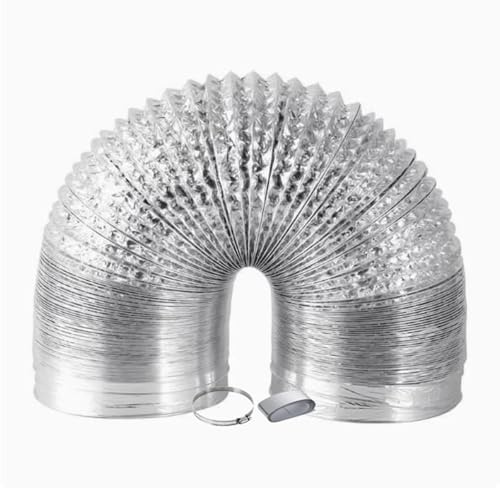 Lüftungsschlauch Flexibel Lüftungsleitung Luftleitungen aus Aluminium Rohr Doppelschichtig Dehnbarer Abluftausgang Hitzebeständiger Schlauch für Klimaanlagen Wäschetrockner Badlüfter(2m,250mm)