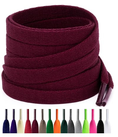 Puzeam 2 Paia di Lacci Piatti per Scarpe da Ginnastica, 8 mm di Larghezza, Stringhe Scarpe per Sneaker, Scarpe Sportive, Scarpe da Corsa (140 cm, Bordeaux)