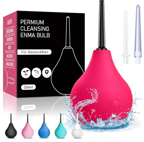 Po Dusche mit 3 Schläuchen - Podusche Klistier zur Darmspülung 224ML Rot