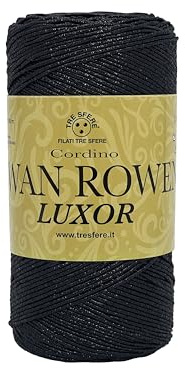 cordino per borse swan rowen effetto elegant da 200g - 50% cotone riciclato-50% poliestere per uncinetto 3-4 (luxor nero - 6419)