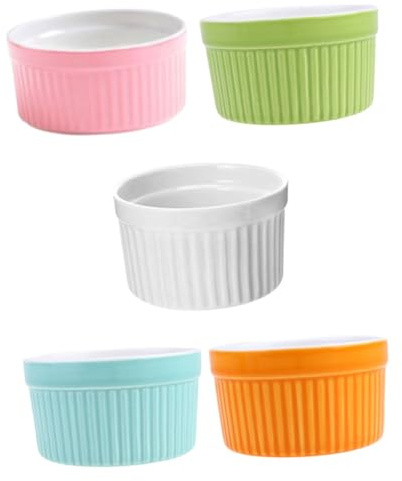 DONFAMDS 5pièces Lot De Petits Ramequins Céramique Bols à Pâtisserie Et Dessert Ramequins De Plats à Cuisson