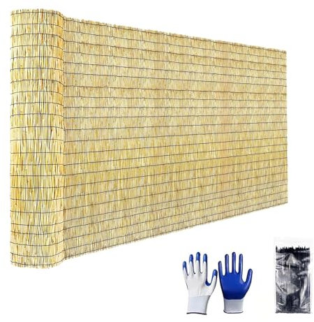 Recinzione in Canna, Naturale Rinforzo Recinto di Privacy in bambù 30-180cm Hoch, Stuoia Frangivento E Traspirante, per Patio Esterno del Cortile, Posto Auto Coperto, Villa(Natural Color)