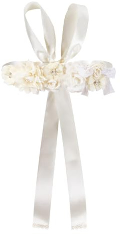 DELORIGIN Cinturón de novia para bodas Faja con flores de diamantes de imitación perlas cinta de raso cinturón de novia faja de cintura para vestidos damas de honor embarazo baby shower beige