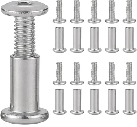JYNVO Tornillos de conexión, paquete de 10, M8 x 30 mm, tornillos con cabeza hueca hexagonal, tornillos para muebles de acero inoxidable, adecuados para armarios de muebles y tableros de madera.