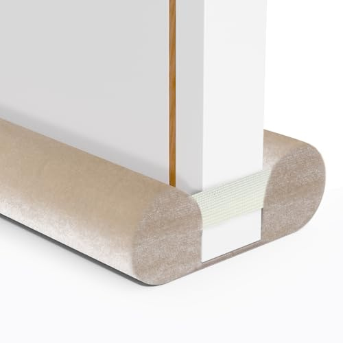 BKSAI Boudin de Porte Isolant Froid Double 75-90CM Bas de Porte Isolant sans Colle - Boudins Portes Isolation Froid Anti Bruit Poussière Lumière Insectes - Beige