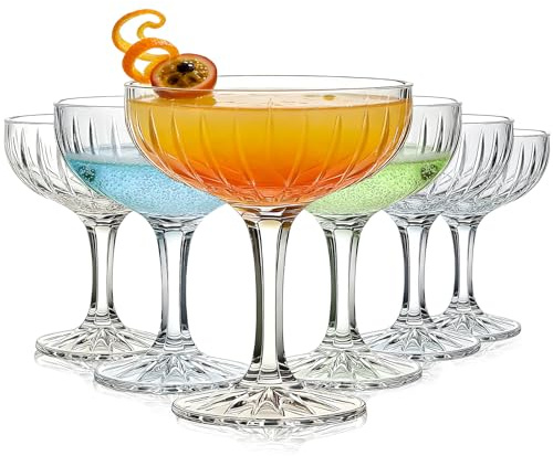 6 PCS 228ml Classic Martini Glass Set, Super Margarita, Manhattan, Espresso Martini Cocktail Glasses, Perfect for Home Bar Entertaining & Gatherings
