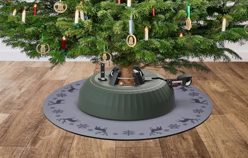 KRINNER Christmas Mat Christbaumständer Unterlegdecke Weihnachtsbaumdecke Grau Rund Ø 60cm - Wasserdicht, Bodenschutz, Antirutsch, Festliches Design