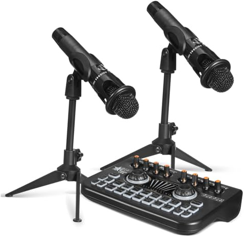ULTECHNOVO Podcast Kit Recording Sound Card Live Sound Card Audio Mixer Podcast Equipment Bundle Music Studio Equipment Dj Mixers Black