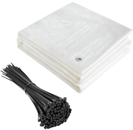 Crisalide® – Telo Occhiellato Impermeabile Multiuso | Antistrappo, Resistente ai Raggi UV | con 100 Fascette Incluse | Tendone da Esterno | Disponibile in Vari Colori e Misure (Bianco, 5x6 metri)