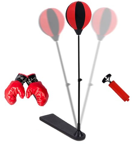 Boxsack mit Ständer – Boxsack, höhenverstellbar, mit Handschuhen und Sockel – Sportspielzeug, stabiles Set für und Mädchen, 3-10 Jahre, Training, Outdoor, Garten | für Fitnessstudio und Zuhause