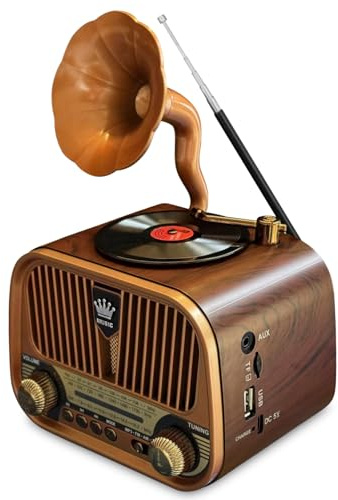 Petite radio rétro AM/FM/SW, avec Bluetooth, prise en charge de la fonction USB/TF/AUX, portable avec batterie de 1200 mAh, grand haut-parleur de 5 W, pour la maison, le bureau, l'extérieur