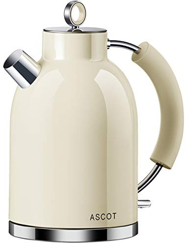 ASCOT Kettle Electric, Cordless-Fast-Boil, Stainless Steel Filter Kettles Tea Heater & Hot Water Boiler, 1.5L, 2200W, Automatic Shutoff, Boil-Dry Protection Kettle Beige